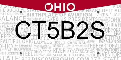 CT5B2S Ohio License Plate