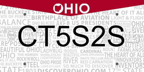 CT5S2S Ohio License Plate