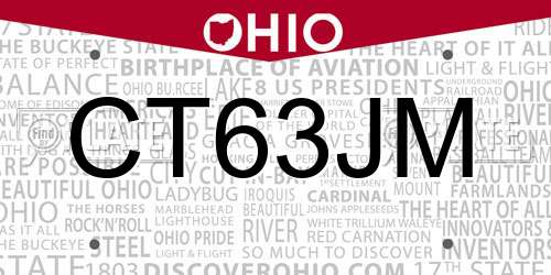 CT63JM Ohio License Plate