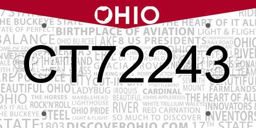 CT72243 Ohio License Plate