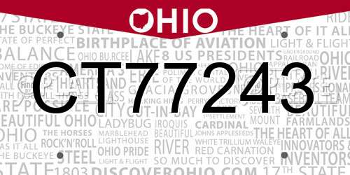 CT77243 Ohio License Plate