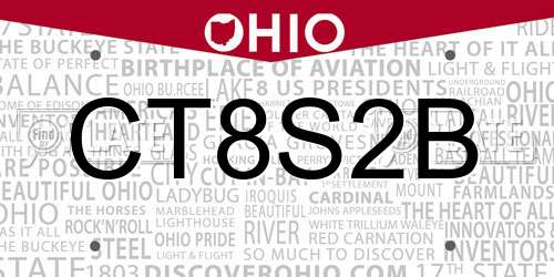 CT8S2B Ohio License Plate