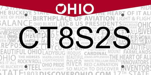 CT8S2S Ohio License Plate