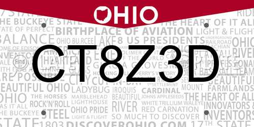 CT8Z3D Ohio License Plate