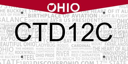 CTD12C Ohio License Plate