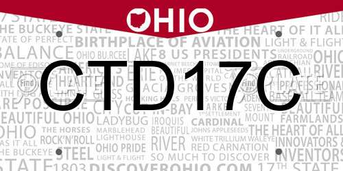 CTD17C Ohio License Plate