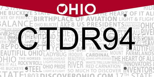 CTDR94 Ohio License Plate