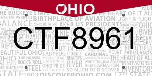 CTF8961 Ohio License Plate