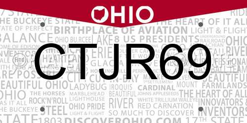 CTJR69 Ohio License Plate