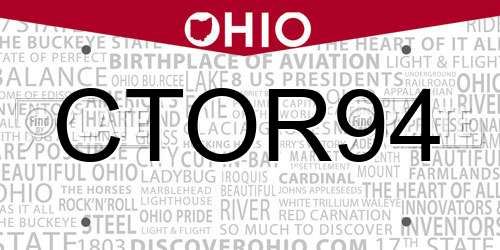 CTOR94 Ohio License Plate