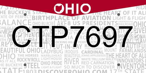 CTP7697 Ohio License Plate