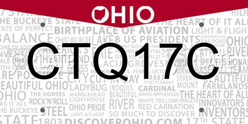CTQ17C Ohio License Plate