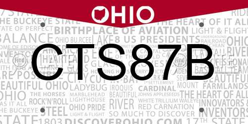 CTS87B Ohio License Plate