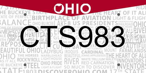 CTS983 Ohio License Plate