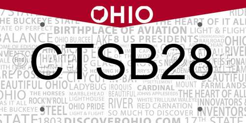 CTSB28 Ohio License Plate
