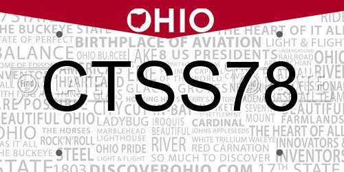 CTSS78 Ohio License Plate
