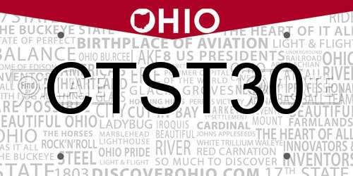 CTST30 Ohio License Plate