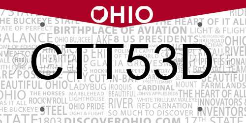 CTT53D Ohio License Plate