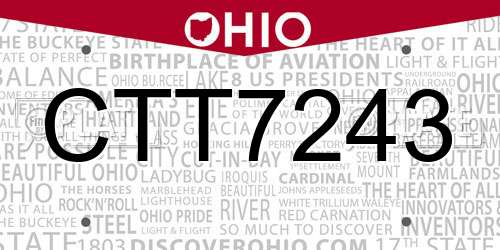 CTT7243 Ohio License Plate