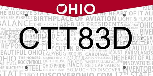 CTT83D Ohio License Plate