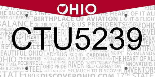 CTU5239 Ohio License Plate