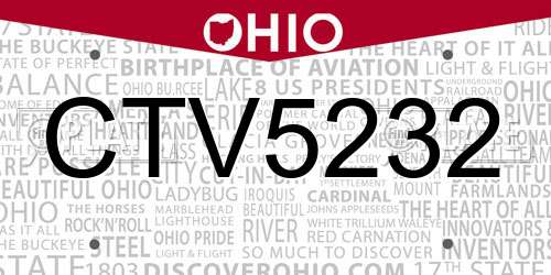 CTV5232 Ohio License Plate