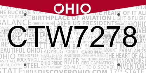 CTW7278 Ohio License Plate