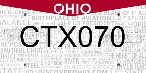 CTX070 Ohio License Plate
