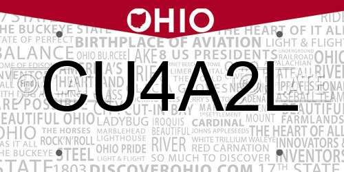 CU4A2L Ohio License Plate