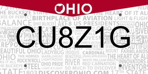 CU8Z1G Ohio License Plate
