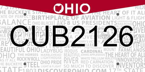 CUB2126 Ohio License Plate