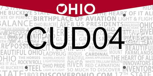 CUD04 Ohio License Plate