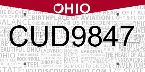 CUD9847 Ohio License Plate