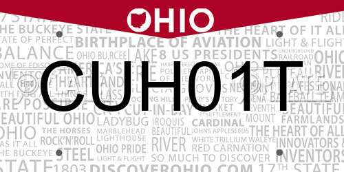 CUH01T Ohio License Plate