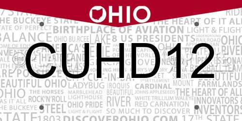 CUHD12 Ohio License Plate