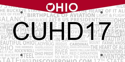 CUHD17 Ohio License Plate