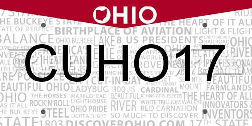 CUHO17 Ohio License Plate