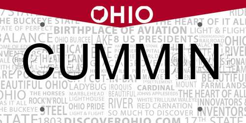 CUMMIN Ohio License Plate