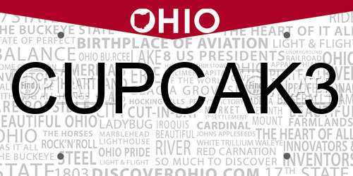 CUPCAK3 Ohio License Plate