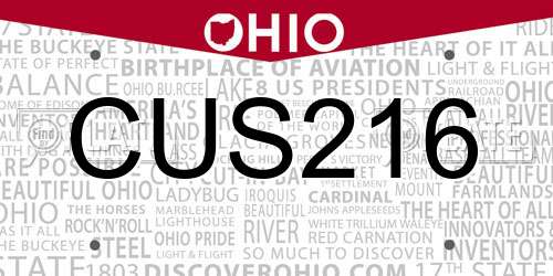 CUS216 Ohio License Plate