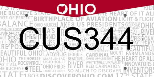 CUS344 Ohio License Plate