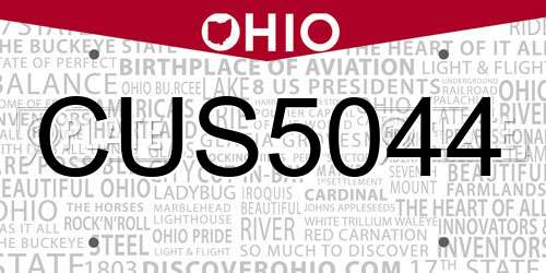 CUS5044 Ohio License Plate
