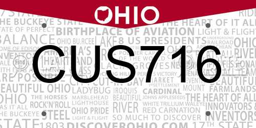CUS716 Ohio License Plate
