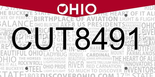 CUT8491 Ohio License Plate