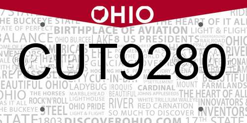 CUT9280 Ohio License Plate