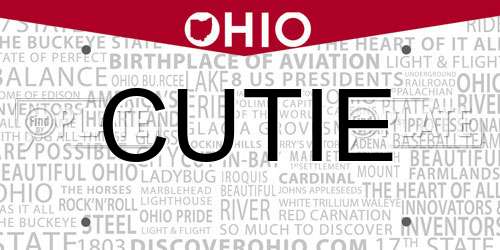 CUTIE Ohio License Plate