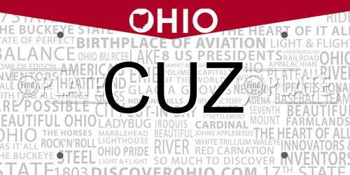 CUZ Ohio License Plate