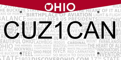 CUZ1CAN Ohio License Plate