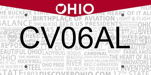 CV06AL Ohio License Plate