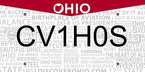 CV1H0S Ohio License Plate